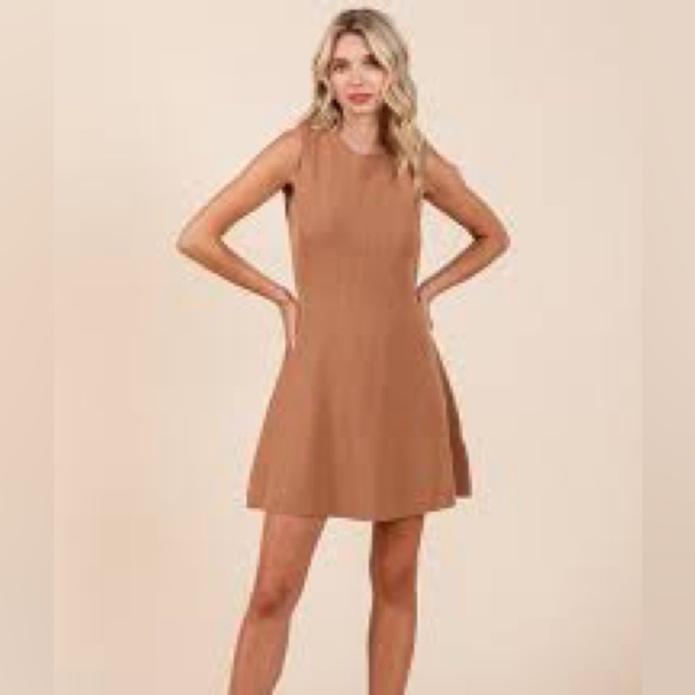 Lovelo camel ribbed sleeveless dress new